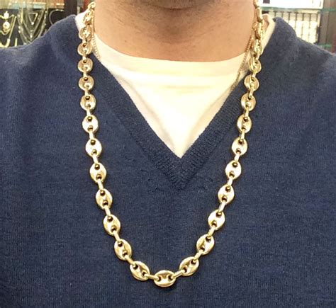 puffed gucci link gold chain